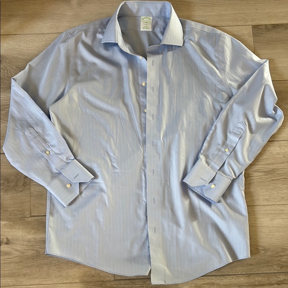 Brooks Brothers Milano Slim-Fit Dress Shirt Non-Iron Spread Collar 16 32/33 slim